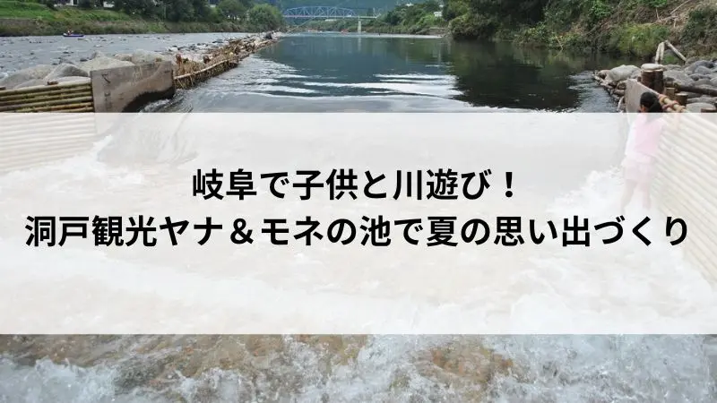 岐阜・洞戸観光ヤナで川遊びを楽しむ子供たちと自然の風景