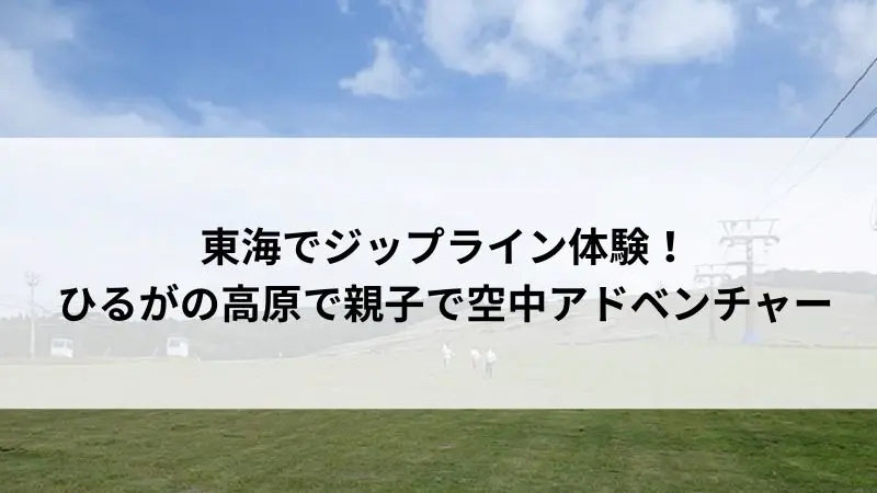 ひるがのピクニックガーデンの広大な芝生とリフトが見える風景。ジップライン体験エリアの夏の様子