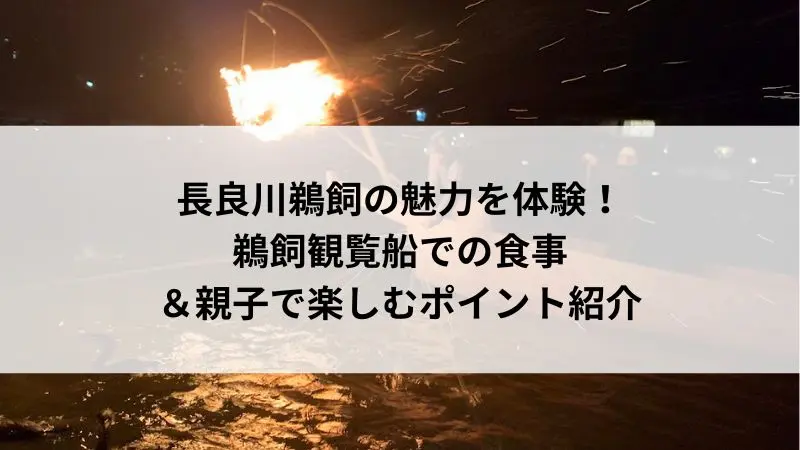 夜の長良川で行われる鵜飼漁の様子。かがり火に照らされる幻想的な光景