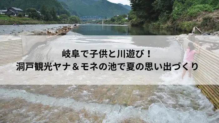 岐阜・洞戸観光ヤナで川遊びを楽しむ子供たちと自然の風景