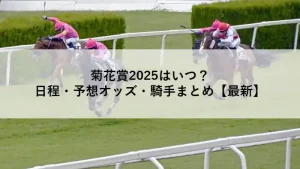 菊花賞2025の開催日程や予想オッズ・騎手情報をまとめた記事のアイキャッチ画像