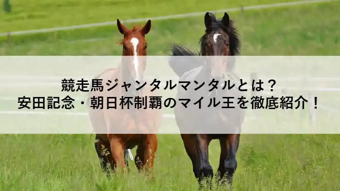 芝の上を走る2頭の馬の写真。ジャンタルマンタル特集記事のアイキャッチ画像