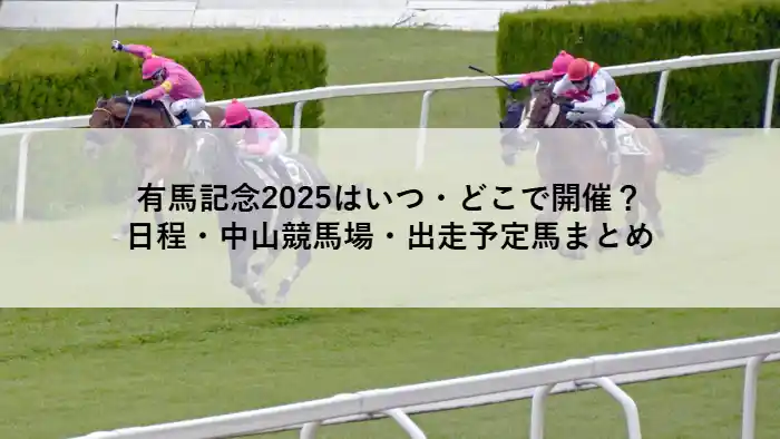 有馬記念2025のレースイメージ。中山競馬場の芝コースを走る競走馬たち